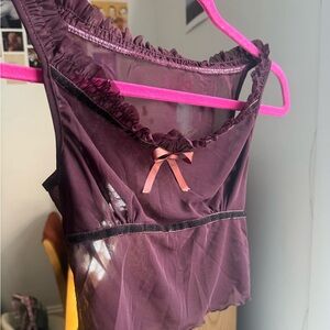 Y2K Brown Ruffle Bow Cami